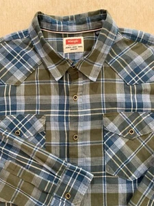 Wrangler Western Shirt Mens 2XL Brushed Cotton Metal Button Flap Pockets - Picture 1 of 11