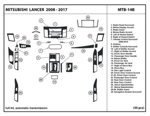 Kit de molduras de tablero de fibra de carbono para Mitsubishi Lancer 2008-2017 con palanca de cambios automática - Imagen 1 de 1