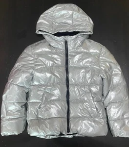 Gap Kids Girls Puffer Jacket Metallic Silver Size Medium 8 - Picture 1 of 6