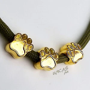 3 x Pfote Tatze Hund gold Metall Perle Großlochperlen für Paracord - Bild 1 von 5