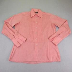 Vintage Austin Reed Shirt Mens Large Red Button Up Ruffle Flip Cuffs Slimline - Picture 1 of 9