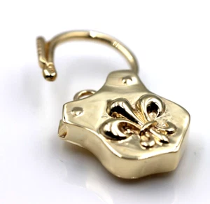 Genuine 9ct 9k Yellow Gold Shield Double Sided Heart Pendant Padlock *Free post - Bild 1 von 10
