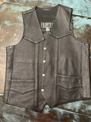 Men’s Leather Motorcycle Vest - Image 1 of 3