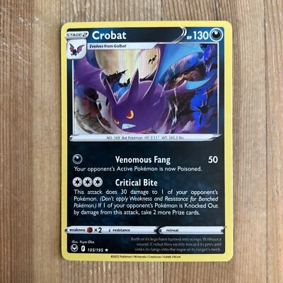 Pokemon TCG - Crobat - 105/195 - English - Silver Tempest - Holo - NM - Image 1 of 2