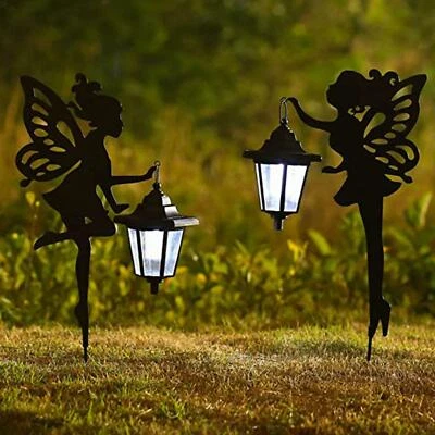 Metal Fairy Silhouette Solar Garden Statue LED Light Yard Figurine Sculpture - image 1 of 4