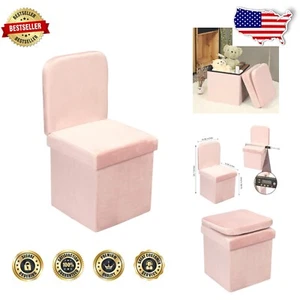 Comfortable Velvet Storage Seat - 46L Capacity Folding Ottoman for Living Room - Picture 1 of 9