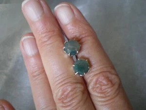 Aquatic Agate round stud earrings, 4 carats, in 1.91 grams 925 Sterling Silver - Picture 1 of 12