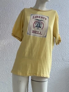 Vintage 1970s Liberty Bell Tshirt-bicentennial-Yellow-Screen Print-graphic Tee-M - Picture 1 of 13