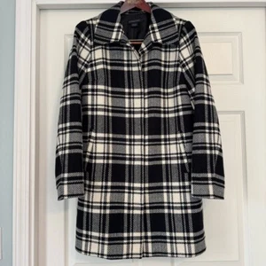 Cappotto donna Pendleton 100% lana vergine taglia 8 nero bianco soprabito a quadri nuovo senza etichette - Foto 1 di 8