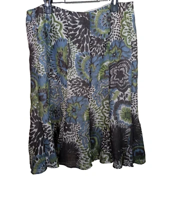 Lafayette 148 Flounce Skirt Linen Blend Multicolor Floral Pleated Size 16 - Image 1 of 4