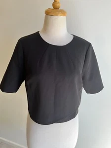 Portmans Ladies Black Zip Back Short Sleeve Classic Blouse Size 12 New w Tag $80 - Picture 1 of 14