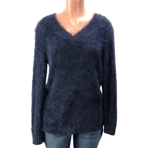 Laurie Felt Women Sweater Sz XS Stretch Pullover Blue Soft V Neck Long Sleeve - Picture 1 of 12