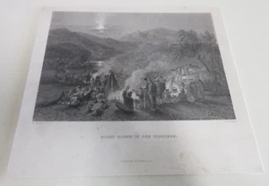 Night Scene in the Diggings - by John Skinner Prout - Antique Print - 1800s - Picture 1 of 10