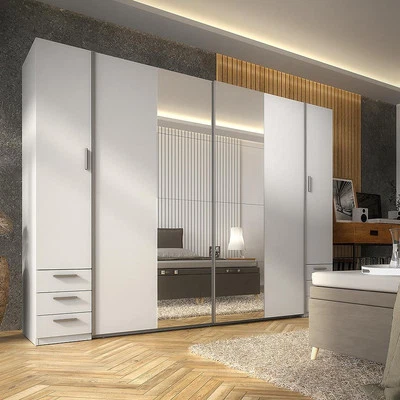 Modern White 4-Door 6-Drawer Wardrobe 263.2 cm - Image 1 of 4