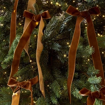 Light Brown Velvet Ribbon 1.5” 10 yds Christmas Bows Decor Roll - Image 1 of 4