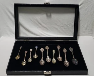 Lot 9 Vintage Royal Coronation & Canada Visit Souvenir Spoons w/ Display Case - Picture 1 of 19