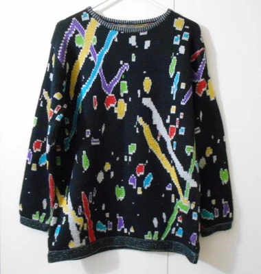Suéter Tejido Gráfico Colorido Abstracto Esprit Años 80 90 De Colección Foto 1 de 4