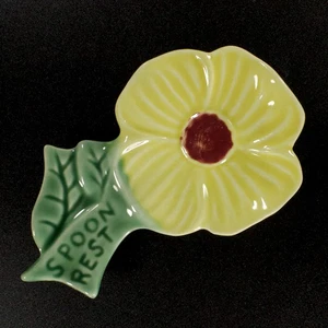 Cucchiaio ceramica Shawnee poggia vintage metà secolo 50 fiore giallo verde - Foto 1 di 5
