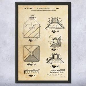 Milk Jug Patent Wall Art Poster, Canvas or Framed Milk Decor Culinary Gifts - Picture 1 of 15