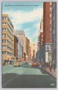 Bay Street North Toronto Kanada Straßenszene Schaden Vintage Postkarte - Bild 1 von 2