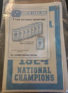 North Carolina Tar Heels Banner Set 7 Time National Champions Rafter 18" by 12" - Picture 1 of 12