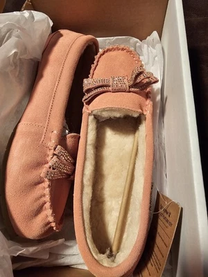 Bearpaw Women's Cynthia Suede and Sheepskin Moccasin Shell Pink 10M - Image 1 of 4