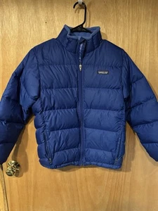 Patagonia Kids L 12 Blue Full Zip Down Puffer Jacket FLAWED Gorpcore Outdoor - Picture 1 of 6