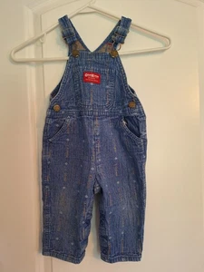 Vintage OshKosh B'Gosh 18 Month Jean Overalls With Baseball And Bats Design - Picture 1 of 4