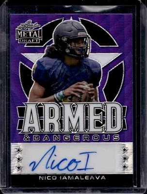 Nico Iamaleava 2022 Leaf Metal Draft #AD-NI1 Armed Dangerous Auto #1/20 - Image 1 of 2