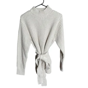 She + Sky Knit Belted Sweater Women's XS Oversized Warm Oatmeal Cream - Picture 1 of 5