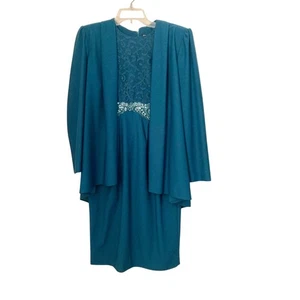 VTG Leni Leni Women's Dress Size 6MP Forest Green Chiffon Mother Of The Bride  - Picture 1 of 7