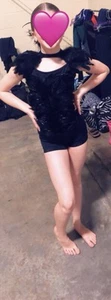Custome Dance Costume Bye Bye Blackbird Feathers With Custom Hair Clip Acro Jazz - Picture 1 of 9