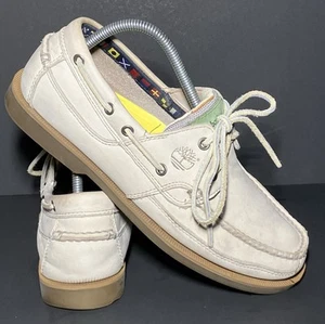 Timberland 70526 Beige Full Grain Leather Boat Shoes Men’s 9 M *Excellent* - Picture 1 of 15
