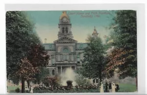 VTG POSTCARD- Court House & Park Fountain - Sandusky, Ohio OH 1913 - Picture 1 of 2