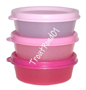 Tupperware Half Snack Cups Giant Smidget Mini Bowls 2 oz Shades of Pink Set 3 - Picture 1 of 2