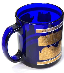 UNITED STATES OF AMERICA WASHINGTON D.C. COLBALT BLUE GLAS BECHER TASSE LANDMARKS - Bild 1 von 15