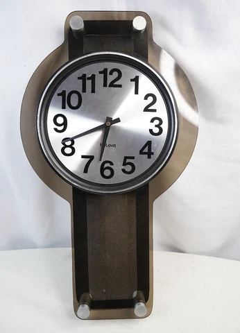 MCM Bulova Smoke Lucite Stainless Pendulum Wall Schoolhouse Clock PARTS / REPAIR Cover