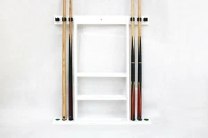 Accesorios de billar Queue Cue Kö soporte de pared para 6 soporte de cola + estante de bolas blanco - Imagen 1 de 6