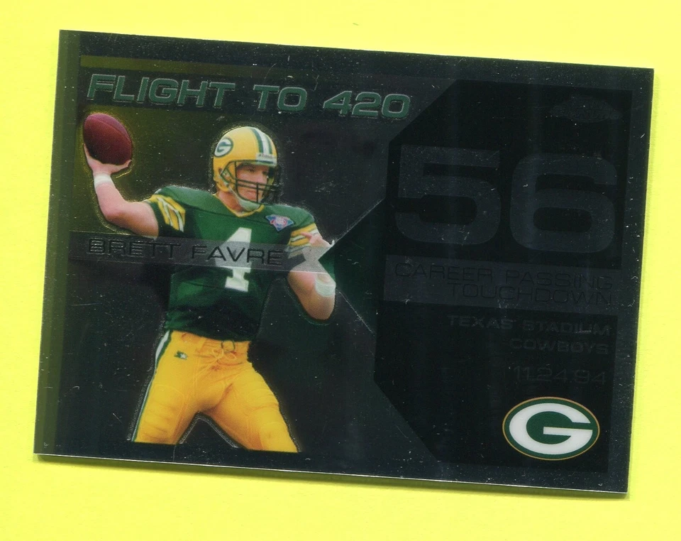 BRETT FAVRE GREEN BAY PACKERS 2007 TOPPS CHROME FLIGHT TO 420 FOOTBALL CARD #56 - Image 1 of 2