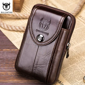 Men's Genuine Leather Fanny Waist Bag Cell/Mobile Phone Pocket Belt Bum Pack QU - Picture 1 of 12