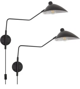 Modern Plug in-Swing Arm Wall Sconce Set of Two - Picture 1 of 3