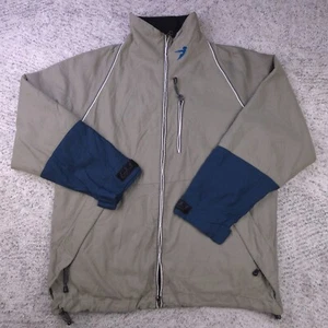 55DSL Jacket Mens Medium Ski Snowboarding Lightweight Full Zip Logo Khaki Blue - Picture 1 of 12