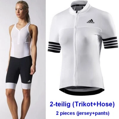 Adidas Bike Set Jersey+Cycling Ladies Girls Children Jacket Pants White/Black Foto 1 de 4