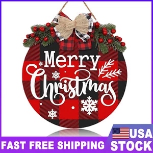 Wooden Christmas Tree Decorations Door Hanger Christmas Decor Outdoor Wood Sign - Picture 1 of 12