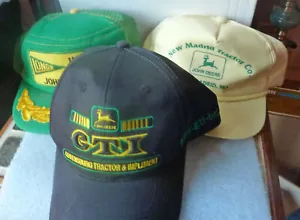 Lot of 3 Vintage John Deere Caps, Dealers Across USA - Picture 1 of 5