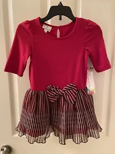Samara Dress Red and White Striped Tulle Bow Girls Size 4T NWT - Picture 1 of 8