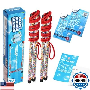 Giant Bubble Wands for Kids | 2 Pack Huge Bubble Maker Kit with Big Bubble Po - Picture 1 of 5