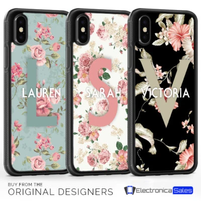 Funda de teléfono personalizada con iniciales de nombre con estampado floral para iPhone X XS XR 8 7 Foto 1 de 3