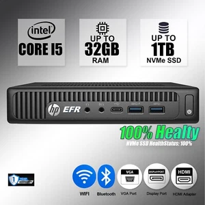 HP Micro Desktop Computer PC i5, Up to 32GB RAM, 1TB SSD, Windows 10/11 WiFi - Picture 1 of 6