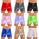 Mens Shiny Sports Tights Spandex Shorts Oil Glossy Workout Compression Shorts